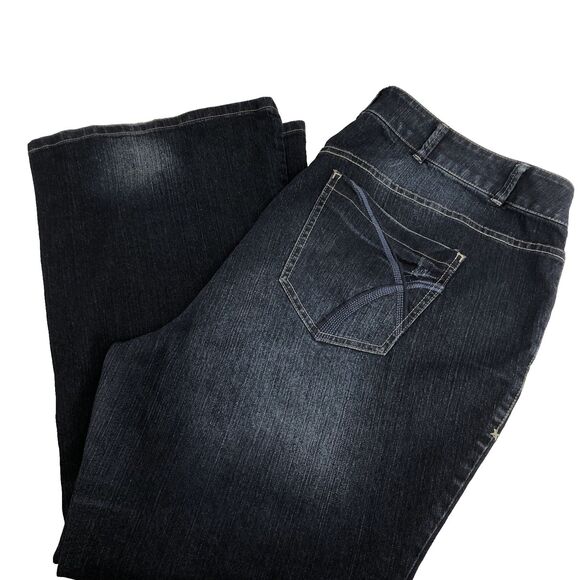 Lane Bryant Plus Size 22 Petite Lightly Flared Dark Wash Denim Jeans - Picture 1 of 10